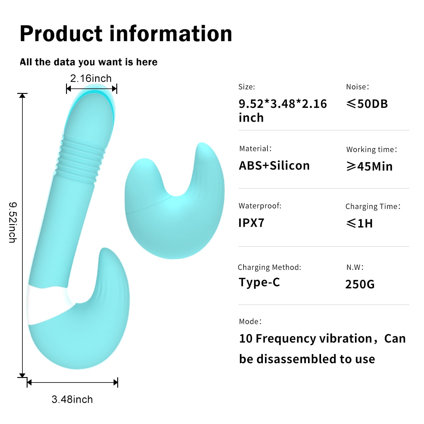 Obgado 2 in 1 Detachable Big Dildo Dildos G Spot Vibrator Clitoral Stimulator Sex Toy for Women Pleasure