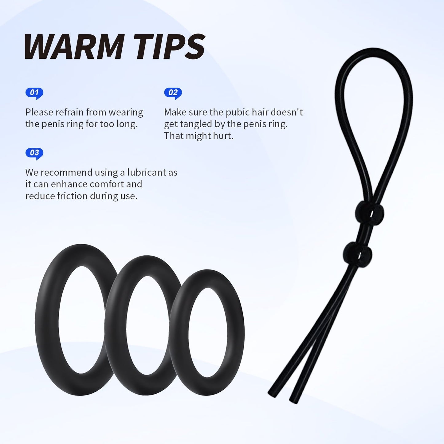 Obgado Penis Ring Set, Silicone Adjustable Penis Rings Adult Sex Toys for Men or Couple
