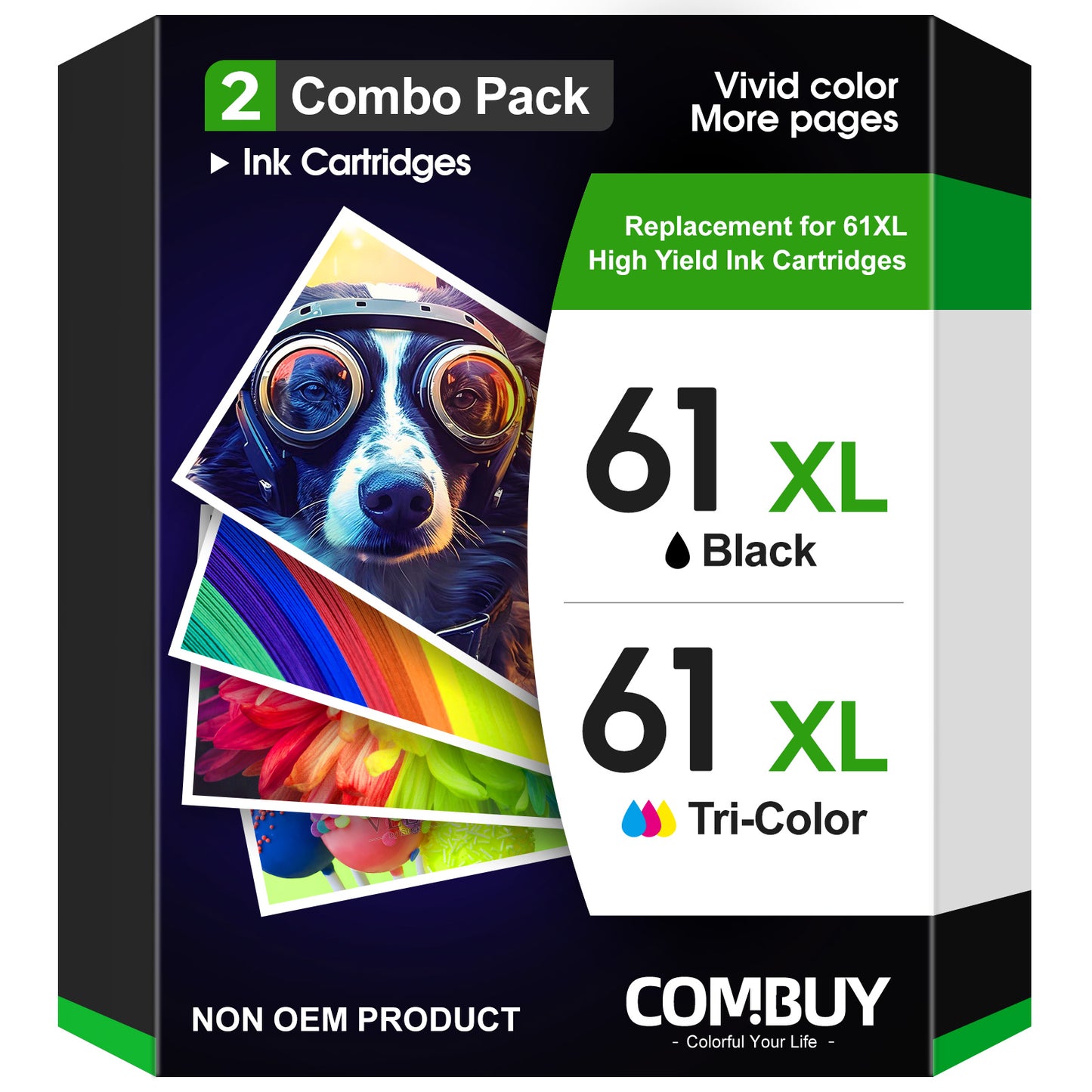 61XL Ink Cartridge Black Color Combo Pack for HP Ink 61 HP 61 XL HP 61XL for Envy 4500 5530 4502 5535 5534 OfficeJet 4630 4635 DeskJet 2540 1000 1010 1055 1510 3050 3510 Printer