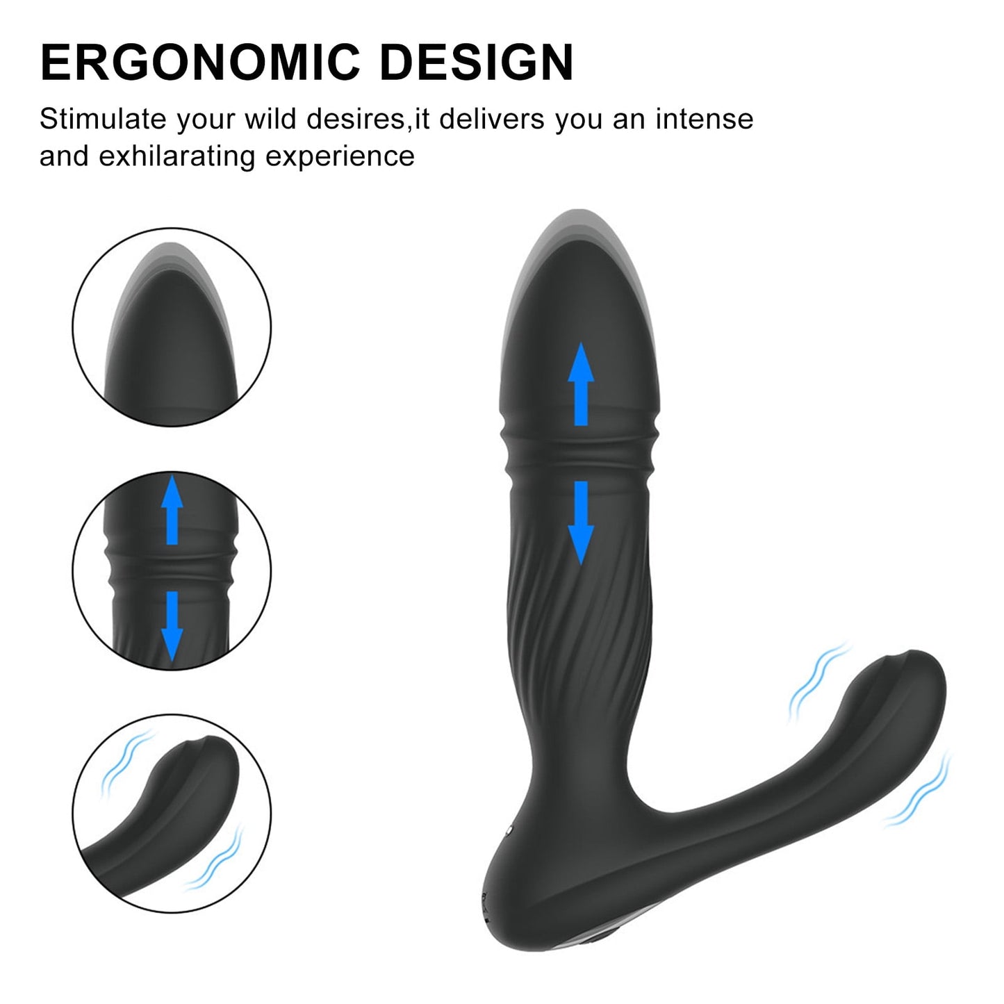 Obgado Wearable Vibrator Thrusting Sex Toys, Clitoral G-Spot Stimulator with 10 Vibrating & Telescopic , Vibrating Anal Plug Anal Sex Toys
