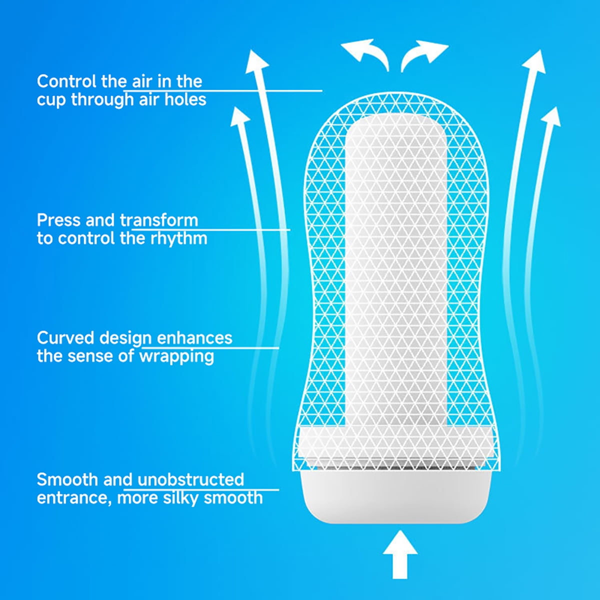Adult Toys for Man Transparent Bulge Texture Tunnel Stroker, Aerodynamic Design Manual Sucking Adult Toy