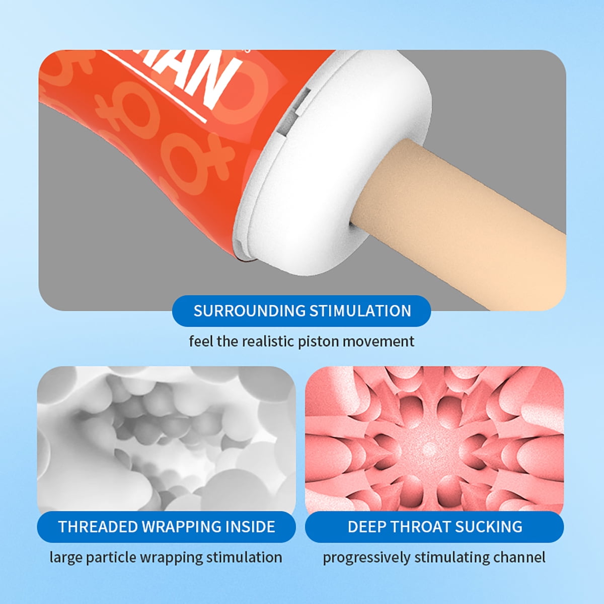 Male Masturbator Transparent Bulge Texture Tunnel Male Stroker,Aerodynamic Design Adult Sex Toy-Without Vibration