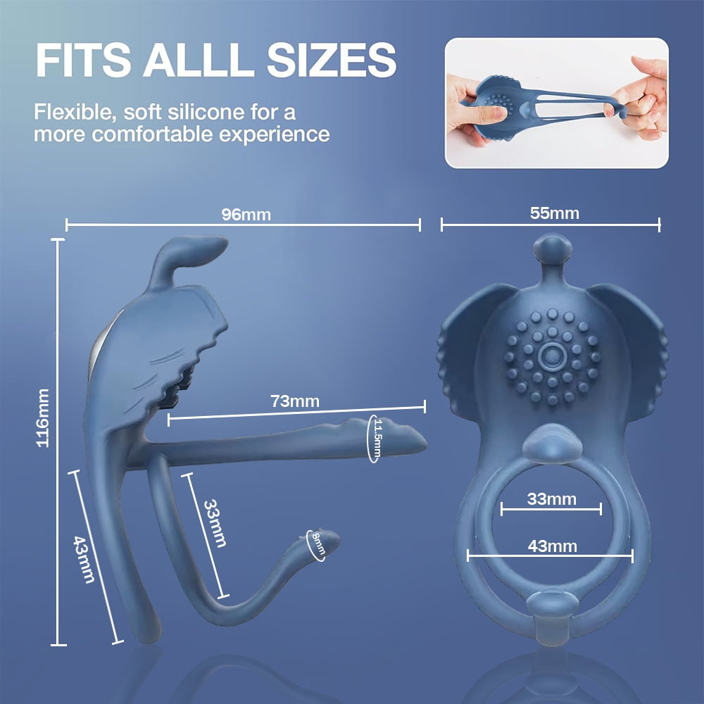 4 in 1 Vibrating Penis Ring with Mini Anal Plug, 10 modes Penis Ring G Spot Stimulators Obgado Male Sex Toys for Couples