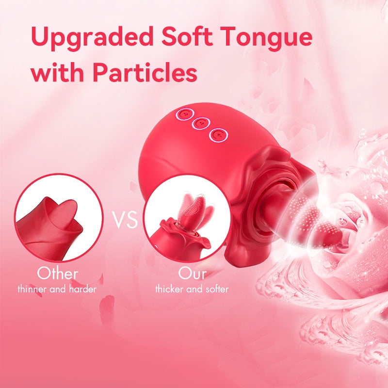 Rose Sex Toy with 2 Suction Cups, Adult Toys for Female Licking Vibrator with Sucking, Rose Sex Stimulator for Woman Couples