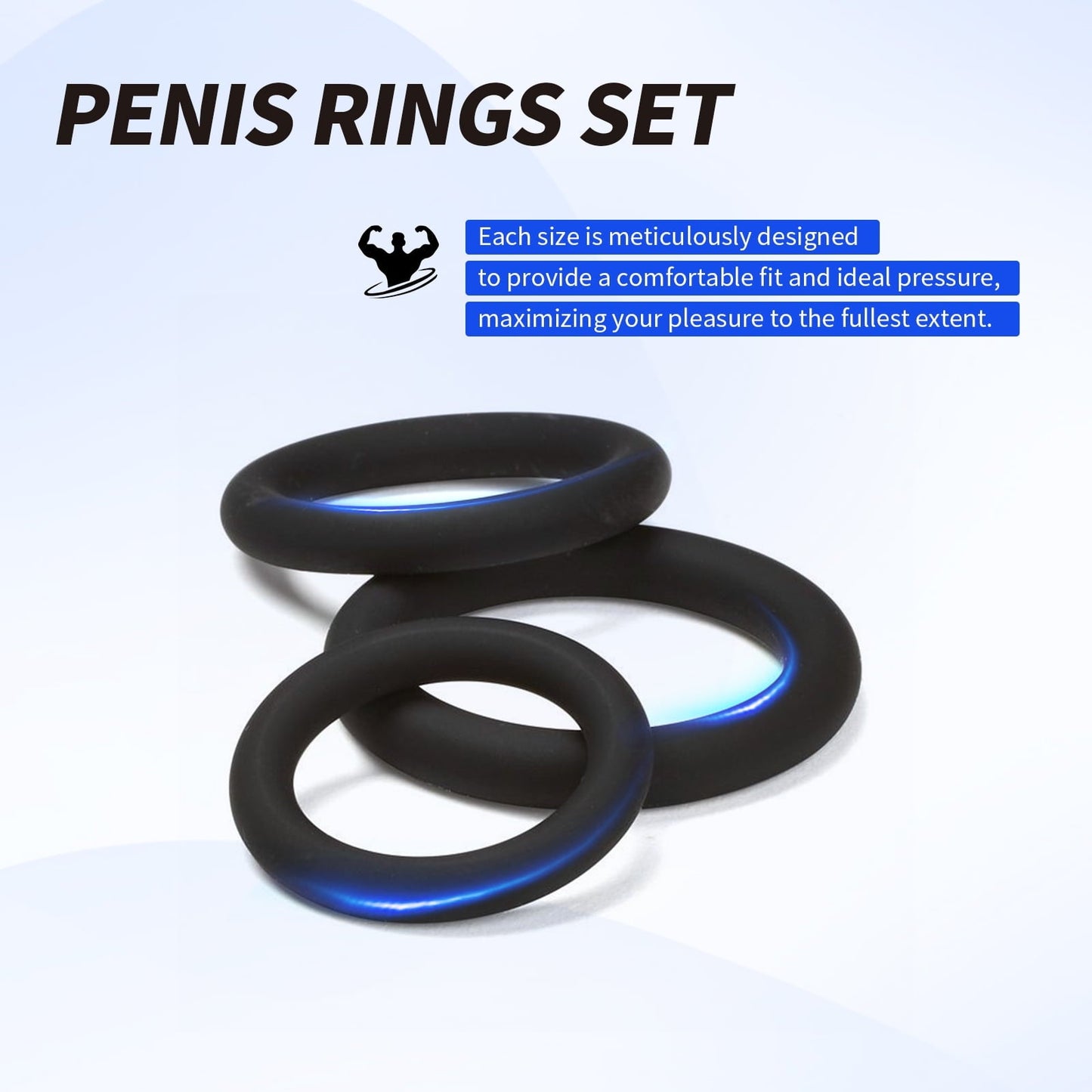 Obgado Penis Ring Set, Silicone Adjustable Penis Rings Adult Sex Toys for Men or Couple