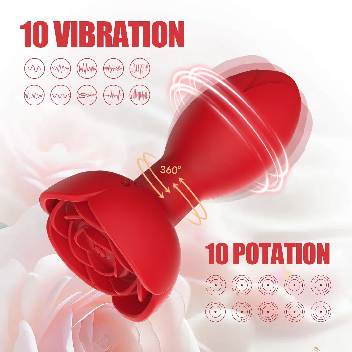 Obgado Rose Toys Wireless Remote Control Butt Plug Vibrating Anal Plug with 10 Modes Rotating Adult Sex Toys for couple