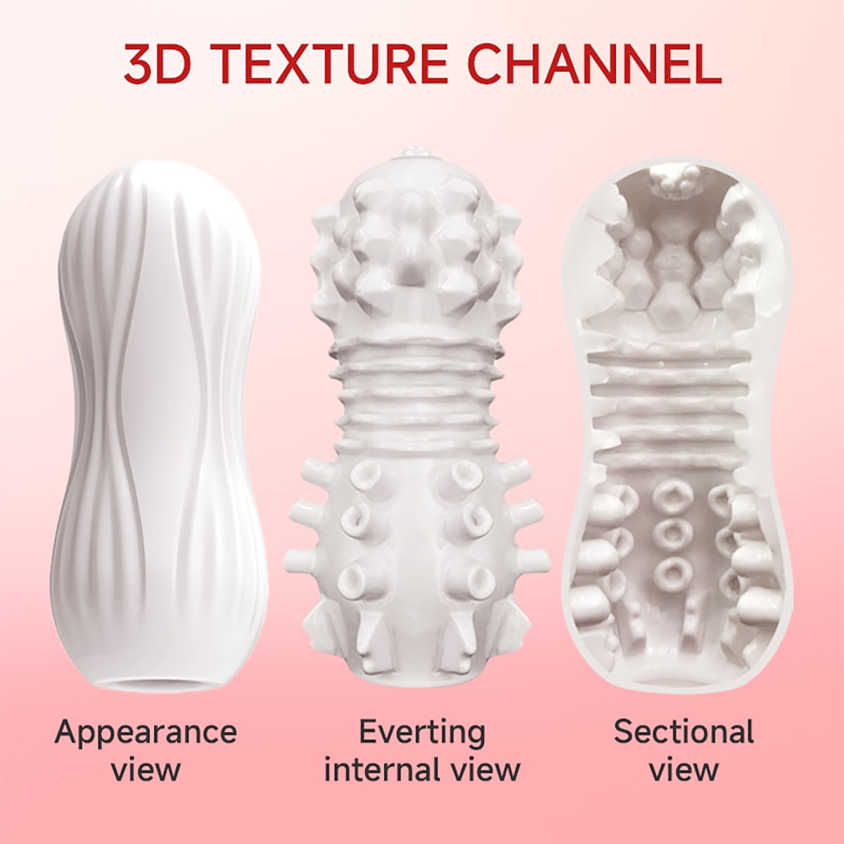 Male Masturbators Cup Bulge Texture Tunnel Sex Toys Male Masturbator Adult Toys for Men-White