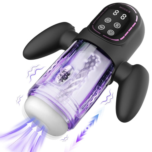 Obgado Male Masturbator 9 Thrusting, 4 Sucking 6 Vibrating Male Sex Toys with Handles and Digital Display Male Stroker