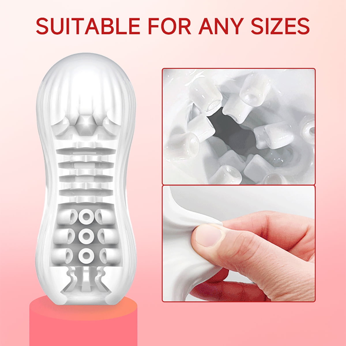Male Masturbators Cup Bulge Texture Tunnel Sex Toys Male Masturbator Adult Toys for Men-White