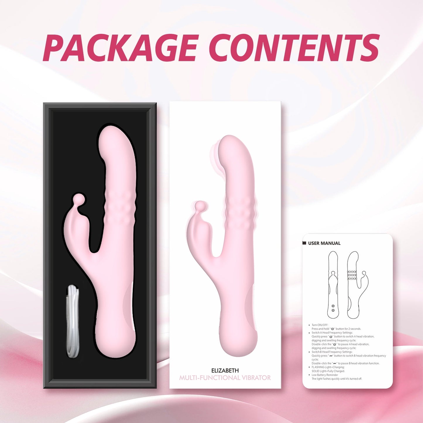 Obgado Vibrators 4 in 1 Sex Toys for Female- Finger Vibrator with 10 Flapping & 10 Vibration & 10 Thrusting to Stimulate G Spot and Clitoral, Adult Sex Toy
