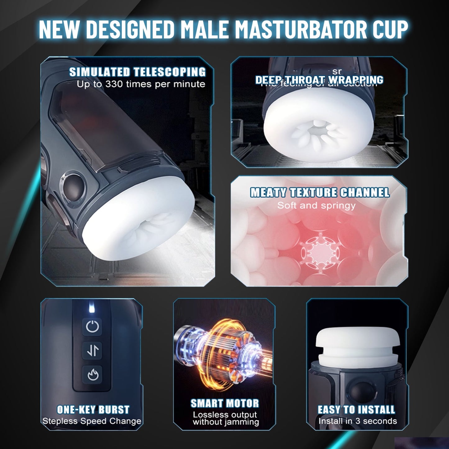 Obgado Heating Male Stroker Automatic Male Masturbator Adult Toy with 9 Vibrating & 5 Thrusting Adult Male Sex Toys for men