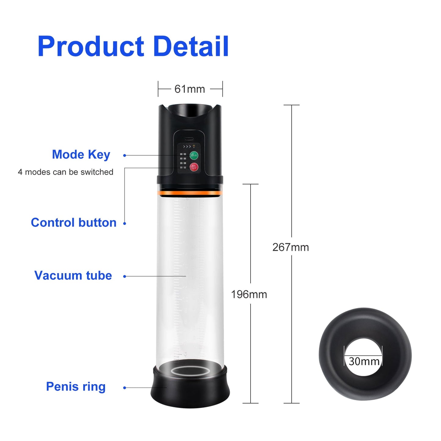 Obgado Electric Penis Pump Automatic Penis Pump with 4 Suction Modes, Rechargeable Male Masturbators Penis Air Pressure Device Adult Sex toys for Men