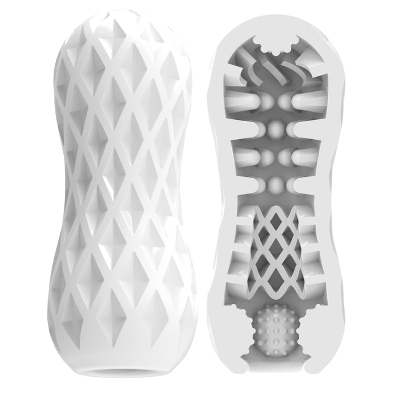 Male Masturbators Cup Bulge Texture Tunnel Sex Toys Male Masturbator Adult Toys for Men-White