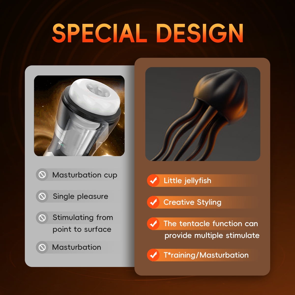 Male Sex Toys for Men - Male Masturbator with 10 Vibrating Modes Wrapping Tentacle for Stimulation, Adult Sex Toy for Men Women Couples