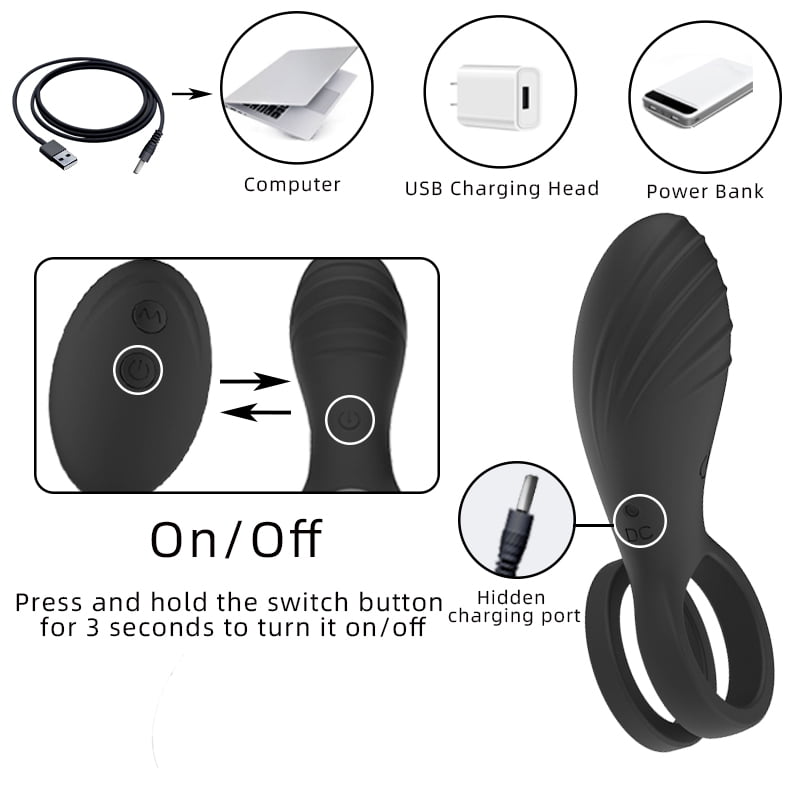 Obgado Vibrating Penis Ring Vibrator with Remote Control, Rechargeable Silicone Penis Rings with 10 Intense Vibration Modes, Adult Sex Toys Clitoral Massager for Male